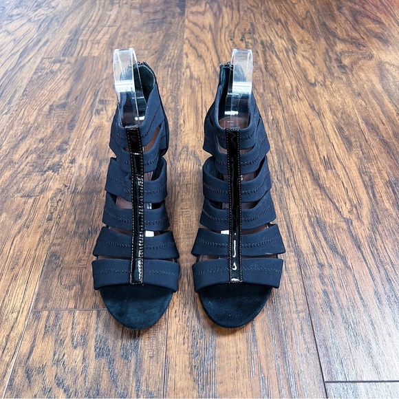 Donald J Pliner • Jada Stretch Wedge Sandal black cage gladiator heel - Picture 3 of 12